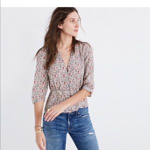 Madewell Folk Floral Linen Blouse